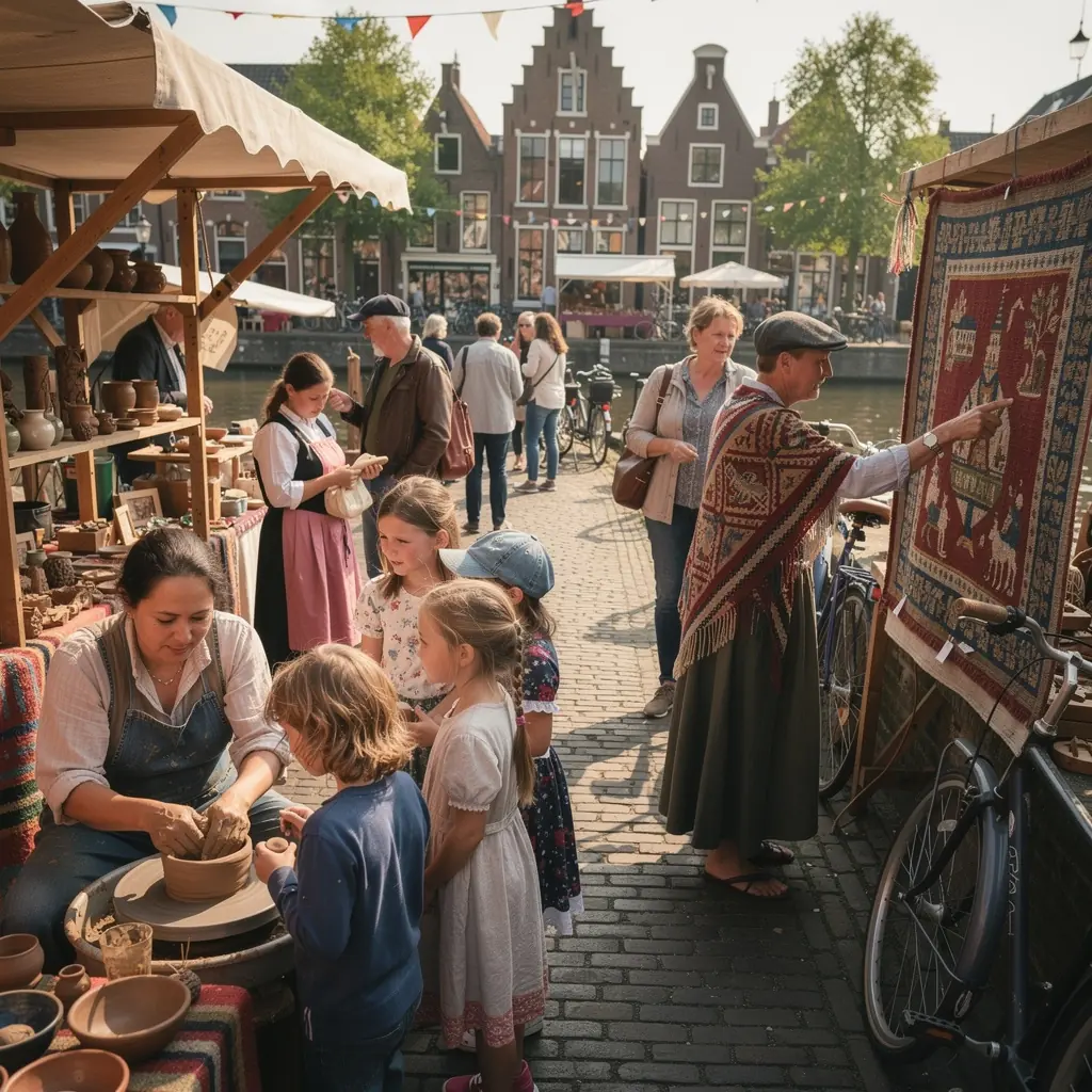 Een groep mensen van verschillende leeftijden die samen schilderen in een park tijdens een culturele activiteit.